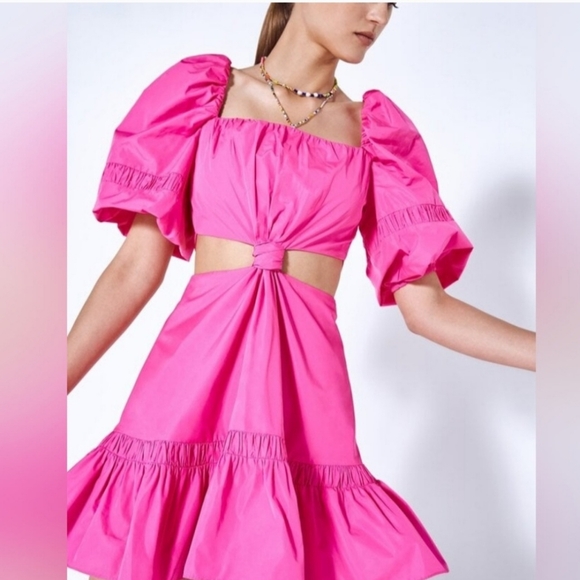 NWT Alexis Bertana Taffeta Cutout. Minidress In Magenta Size XS PINK BARBIE - Picture 1 of 9